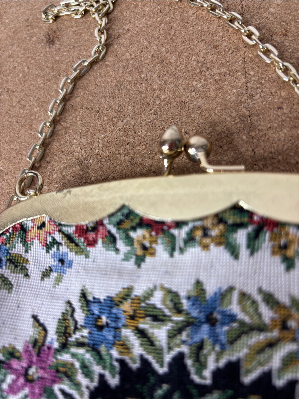 Vintage Floral Tapestry Chain Purse Handbag Multicolour 7.5x6” Tapestry Cottage - Picture 3 of 6